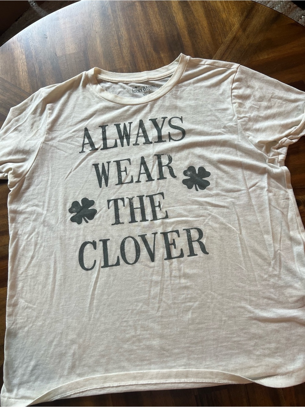 Lucky Brand White Graphic 'Always Wear The Clover' Tee